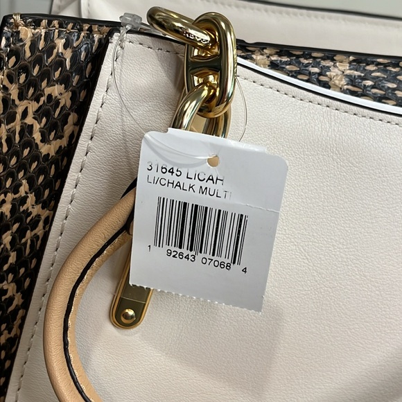 Coach Dreamer 36 Handbag Colorblock Snakeskin Detail Purse Smooth Leather - Picture 7 of 14